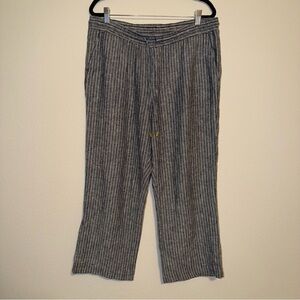 Ellen Tracy Linen Striped Wide Leg Pants